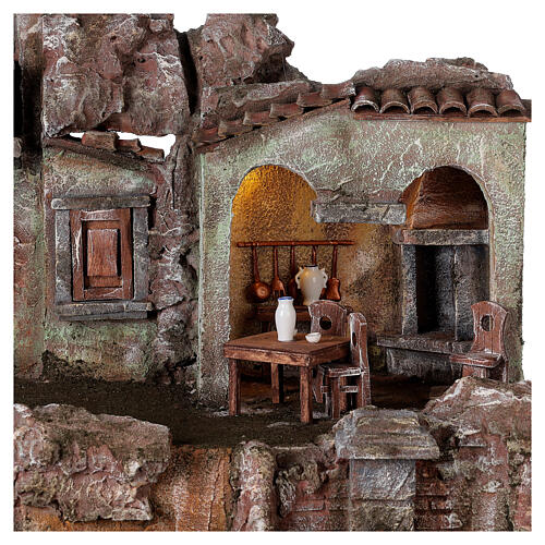 Illuminated village with table and chairs and fountain 50x45x35 for statues 10 cm 4