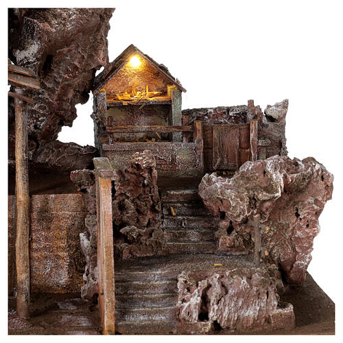 Lighted village for nativity with stable and steps 50x60x45 cm for 12 cm figures 2