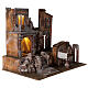 Illuminated village with laundry 50x60x40 for statues 12 cm s4