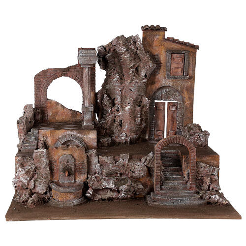 Wioska do szopki podświetlana, z fontanną, 55x60x40, do figurek 12 cm 1