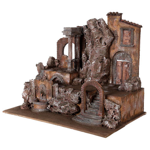 Wioska do szopki podświetlana, z fontanną, 55x60x40, do figurek 12 cm 3