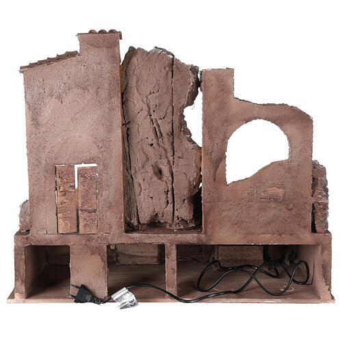 Illuminated nativity village with fountain 55x60x40 for statues 12 cm 5