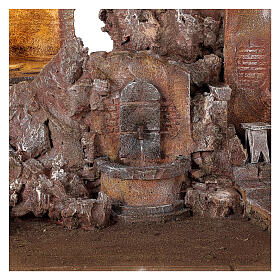 Borgo presepe illuminato con fontanella 50x60x45 per statue 12 cm