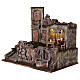 Illuminated village with fountain and staircase 55x60x40 for statues 12 cm s3
