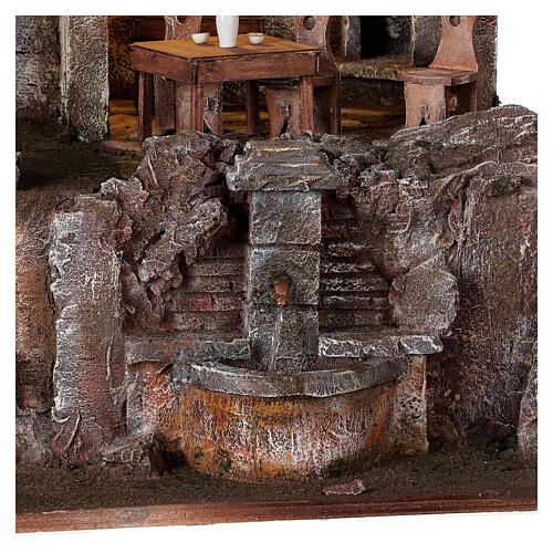 Pueblo belén iluminado fuente escalera 55x60x40 estatuas 12 cm 4
