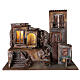 Illuminated village with fish market 45x45x35 for statues 10 cm s1