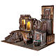 Illuminated village with fish market 45x45x35 for statues 10 cm s3
