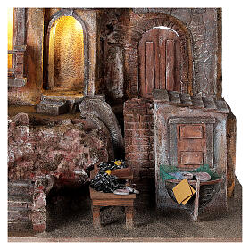 Illuminated village with fish market 50x60x40 for statues 12 cm