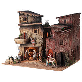 Nativity Scene village with porch, 40x50x40 cm, for Moranduzzo's characters of 10 cm