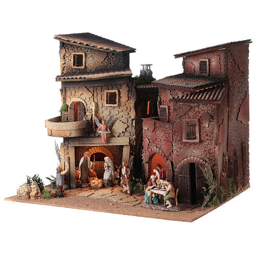 Nativity Scene village with porch, 40x50x40 cm, for characters of 10 cm 2