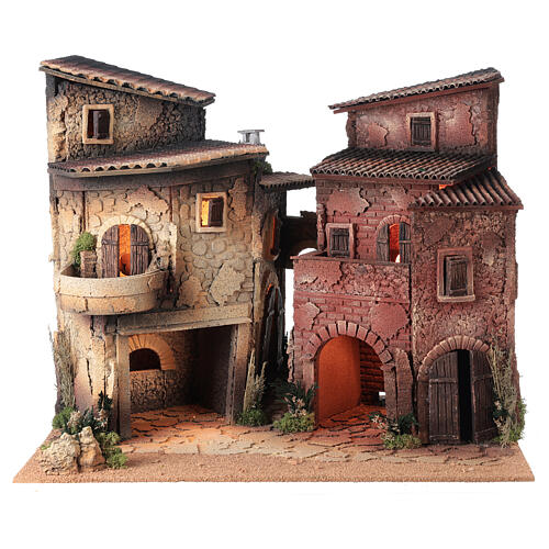 Nativity Scene village with porch, 40x50x40 cm, for characters of 10 cm 7