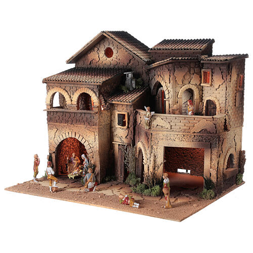 Aldeia iluminada com terraços 40x50x40 cm para presépio Moranduzzo com figuras altura média 8 cm 2