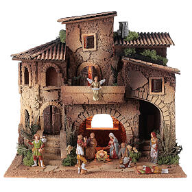 Nativity Scene village, double stairs, 40x40x30 cm, for Moranduzzo's characters of 8 cm