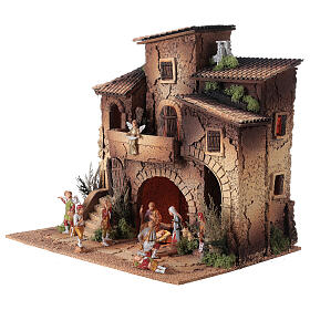 Nativity Scene village, double stairs, 40x40x30 cm, for Moranduzzo's characters of 8 cm