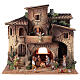 Belén pueblo completo doble escalera 40x40x30 estatuas 8 cm Moranduzzo s1