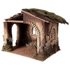 Nativity stable with fire for characters of 30 cm, 55x60x45 cm