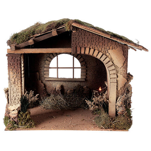 Nativity stable with fire for characters of 30 cm, 55x60x45 cm 1