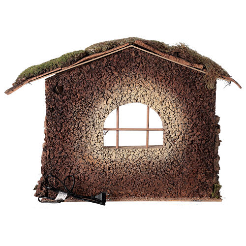 Nativity stable with fire for characters of 30 cm, 55x60x45 cm 5