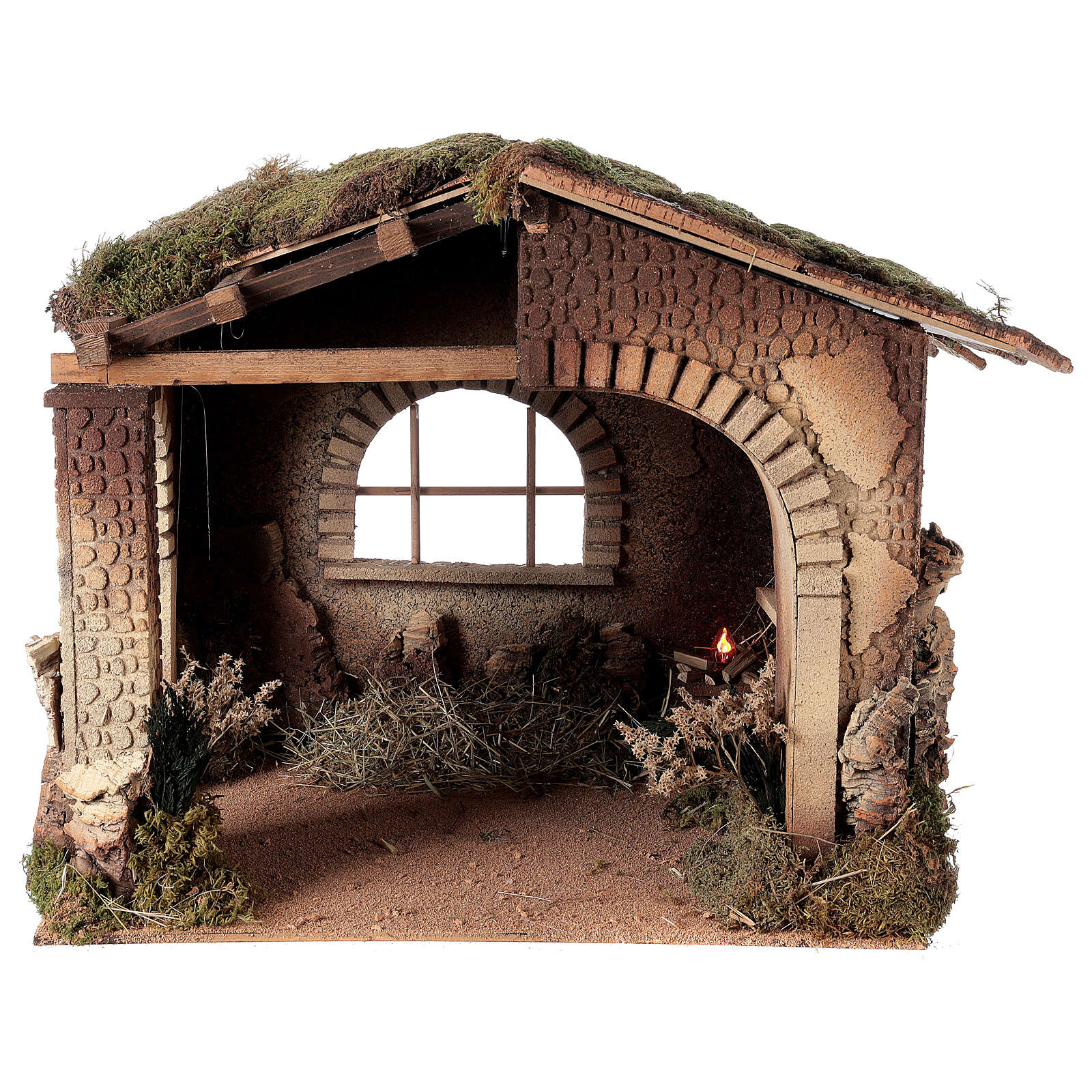 Capanna Presepe Per Statue 30 Cm Capanna presepe fuoco per Natività 30 cm 55x60x45 cm | vendita online