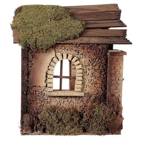 Rustic Nativity stable for characters of 20 cm, wooden roof, 45x50x35 cm 4