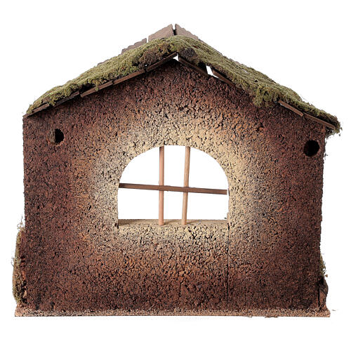 Rustic Nativity stable for characters of 20 cm, wooden roof, 45x50x35 cm 5