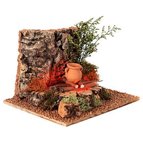 Fire with pot for Nativity scene 10-12 cm