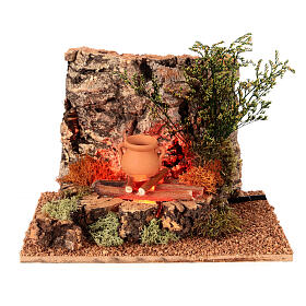 Fuoco con pentola presepe 10-12 cm