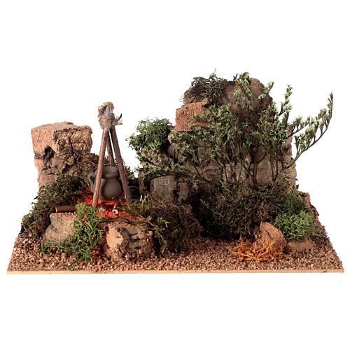 Bivouac setting with flame effect for Nativity scene 12-14 cm 1