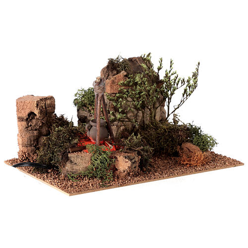 Bivouac setting with flame effect for Nativity scene 12-14 cm 3