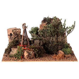 Camp setting with flame effect for Nativity Scene with 12-14 cm figurines