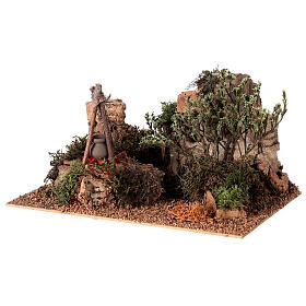 Camp setting with flame effect for Nativity Scene with 12-14 cm figurines