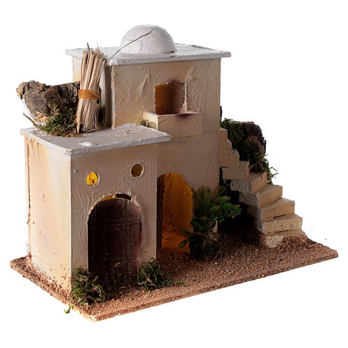 Casa em miniatura estilo palestino com escada para presépio com figuras altura média 6-8 cm, medidas: 20x25x15 cm 4