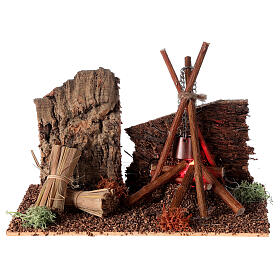 Piece i ognie szopki: Biwak z garnkiem szopka 8-10 cm