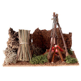 Firecamp with pot for Nativity Scene with 8-10 cm figurines