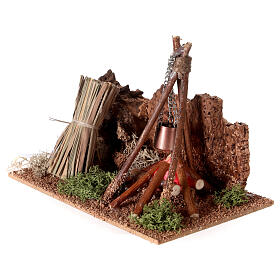 Firecamp with pot for Nativity Scene with 8-10 cm figurines
