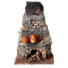 Piece i ognie szopki: Piec światło efekt płomienia, szopka 8-10 cm