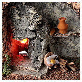 Fireplaces and ovens: Masonry corner oven with flame effect Nativity scene 8-10 cm