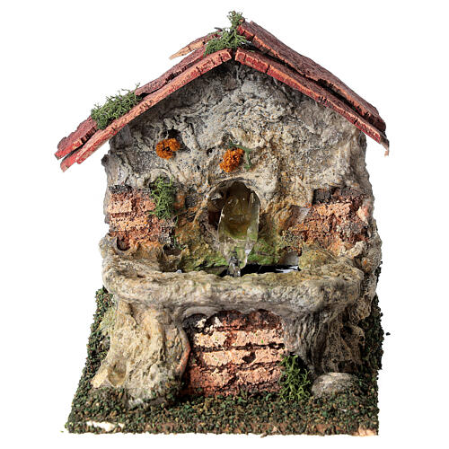 Working masonry fountain Nativity scene 8-10 cm 15x10x15 cm 1