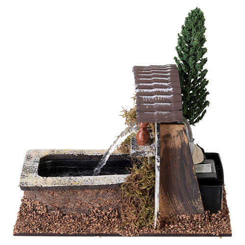 Brunnen mit Baum für Krippe, 15x10x20 cm 3