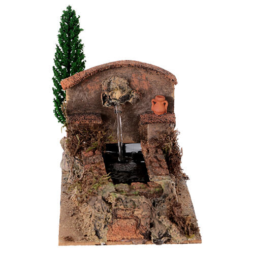 Working fountain and tree for Nativity Scene 8-10 cm 15x10x20 cm 1