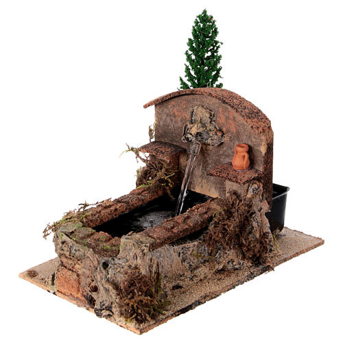Working fountain and tree for Nativity Scene 8-10 cm 15x10x20 cm 2