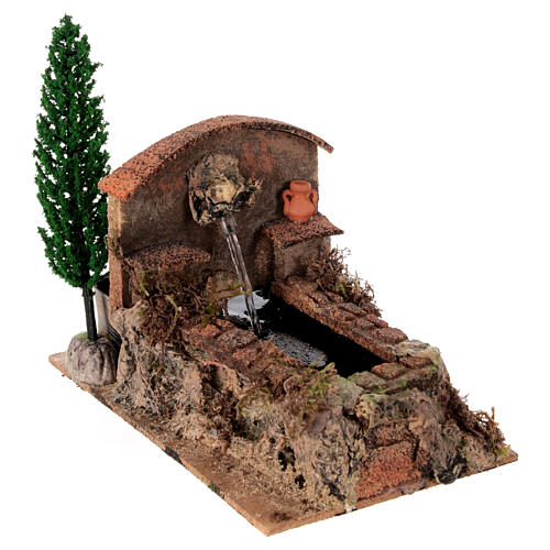 Working fountain and tree for Nativity Scene 8-10 cm 15x10x20 cm 3