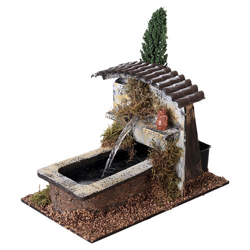 Working fountain and tree for Nativity Scene 8-10 cm 15x10x20 cm 2