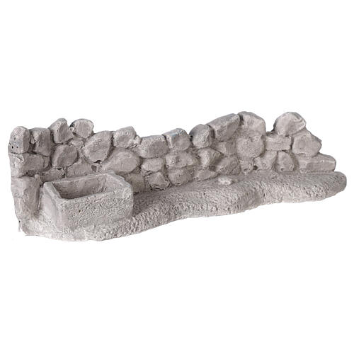 Muretto con mangiatoia gesso 10x20x5 cm presepe 8-10 cm 3