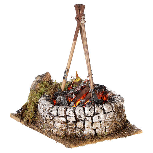Feuerstelle auf Steinen mit Flammen, 10x10x5 cm 3