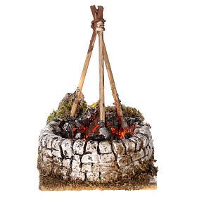 Mini bonfire with fire effect light 10x10x5 cm nativity 8-10 cm