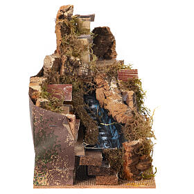 Village with brook, electric pump, 20x20x15 cm, Nativity Scene of 10 cm