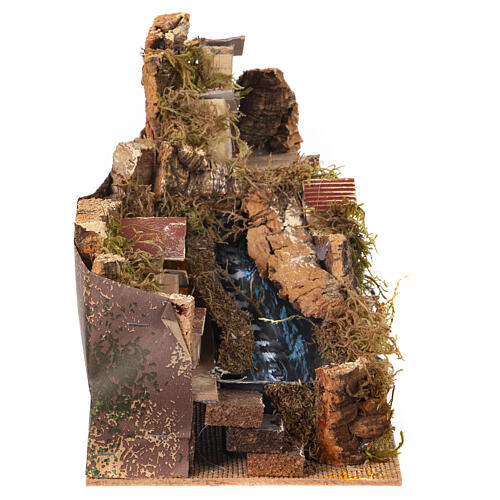 Village with brook, electric pump, 20x20x15 cm, Nativity Scene of 10 cm 1
