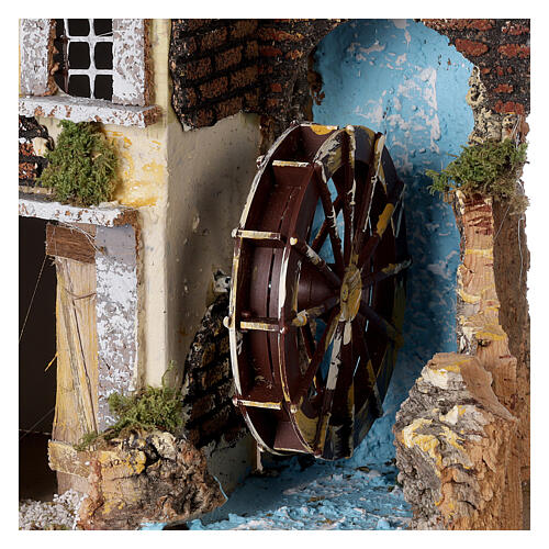 Miniature house with working mill 20x30x15 cm nativity 12 cm 2