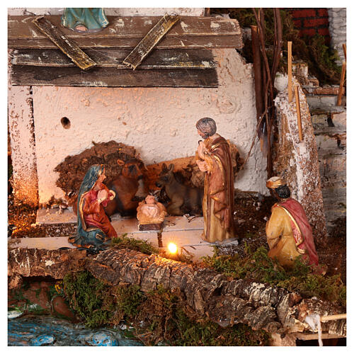 Nativity scene with lights and waterfall 70x120x75 cm Nativity scene 10 cm 2